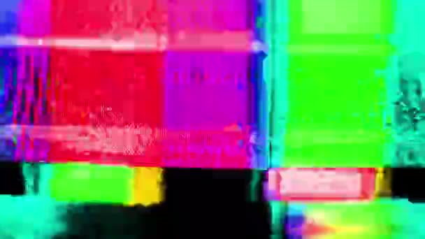 Television Test Patterns Color Bars Glitch Interference Distortion — Stock Video