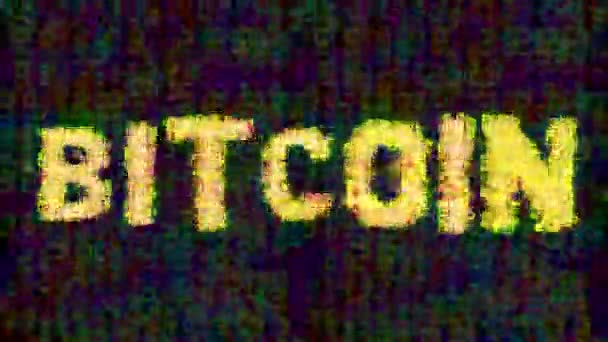 Repeating Bitcoin Message Computer Screen Added Glitch Distortion Effects — 비디오
