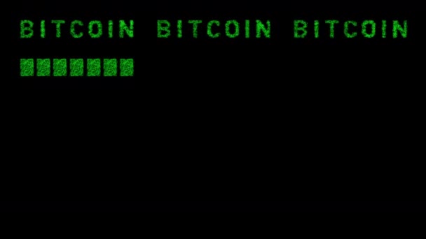 Repeating Bitcoin Message Computer Screen Added Glitch Distortion Effects — Stok video