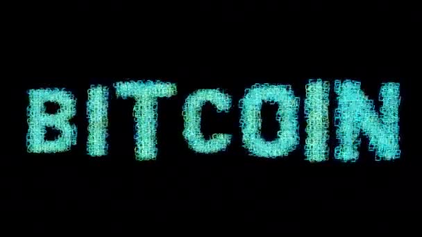 Repeating Bitcoin Message Computer Screen Added Glitch Distortion Effects — Stok video