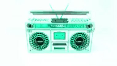 Klasik hifi ghettoblaster radyo arıza efektleri ile hareket ediyor 