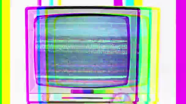 Vintage Τηλεόραση Διαφορετικά Εφέ Δυσλειτουργία Στο Βίντεο — Αρχείο Βίντεο