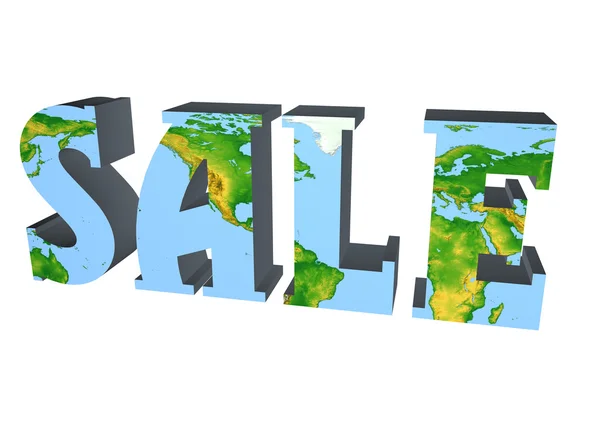 3D prodej s mapou světa — Stock fotografie