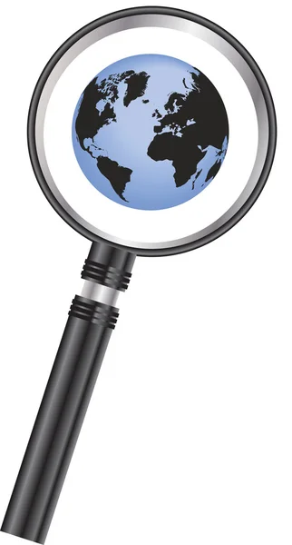 Magnifying glass with world — Stock Photo, Image