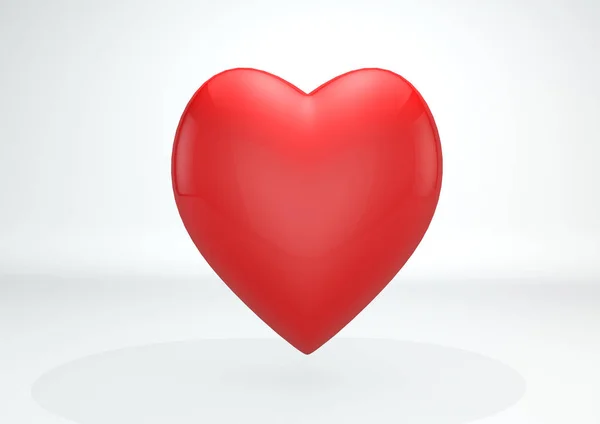 3D rood hart op wit — Stockfoto
