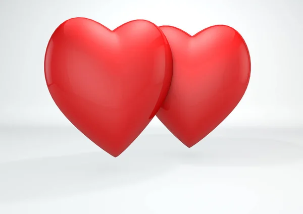 Beyaz üzerine 3D kırmızı kalp — Stok fotoğraf