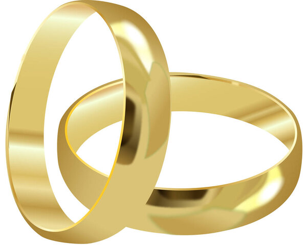 Gold wedding rings linked together