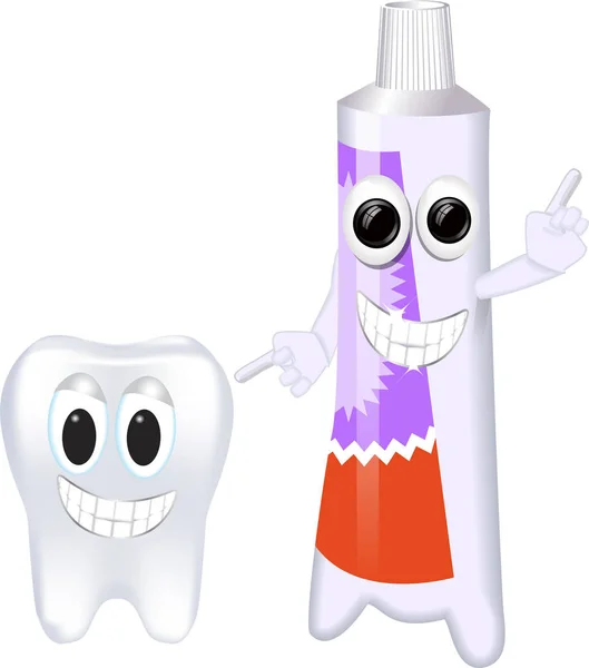 Dentífrico y caracteres dentales ilustración — Foto de Stock