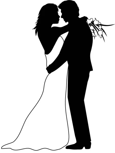 Иллюстрация силуэта свадебной пары — стоковое фото