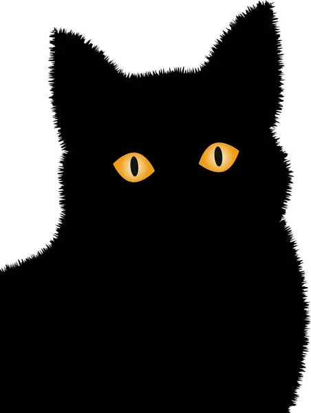 Black cat silhouette with eyes — Stock Photo, Image