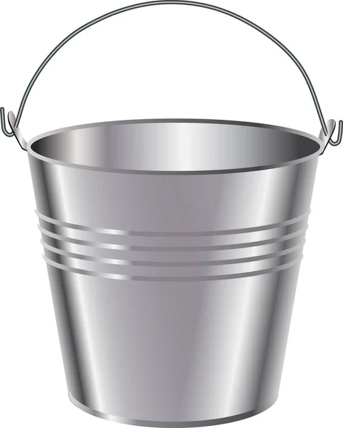 Silver Bucket di atas putih — Stok Foto