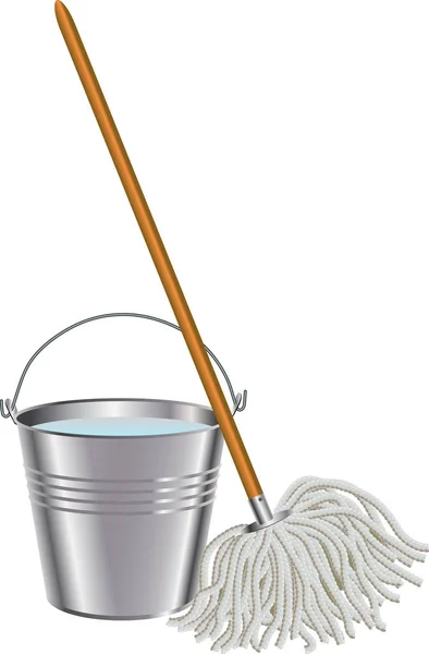 Mop and bucket illustration — Stock Photo, Image