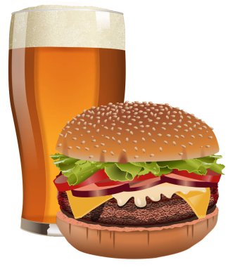 bira ve burger illüstrasyon