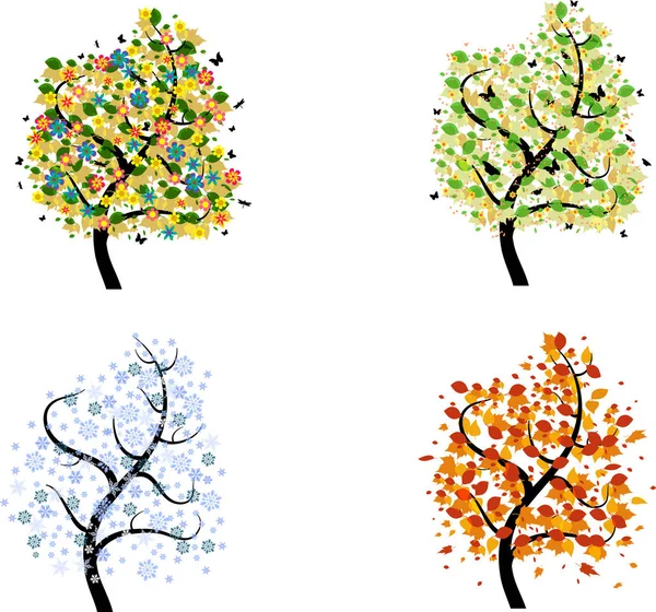 Season trees on white — Stock Photo, Image