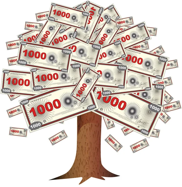 Peníze strom na bílém pozadí — Stock fotografie