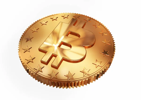 Bitcoin goud 3d illustratie — Stockfoto