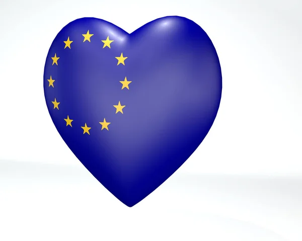 Euro flag 3D Heart — Stock Photo, Image