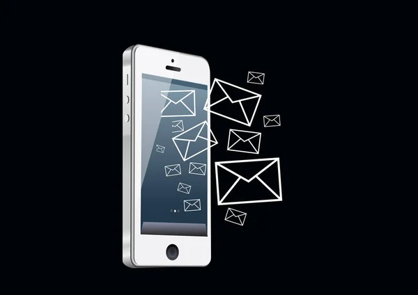 Smart telefon mail på svart — Stockfoto