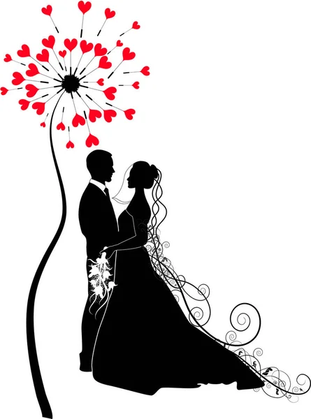 Loving couple silhouette on white — Stock Photo, Image