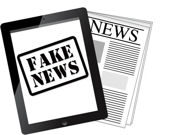 가짜 뉴스 ipad 및 신문 — 스톡 사진