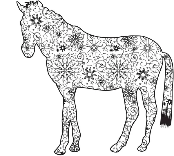 zentangle horse illustration on white