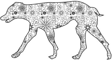 Zentangle köpek resimde beyaz