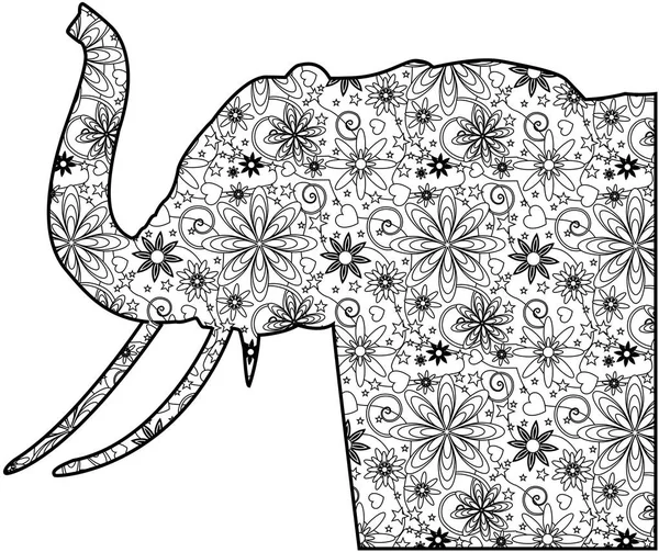 Zentangle słoń ilustracja na białym tle — Zdjęcie stockowe