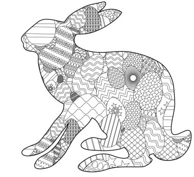 Zentangle Paskalya tavşanı illüstrasyon