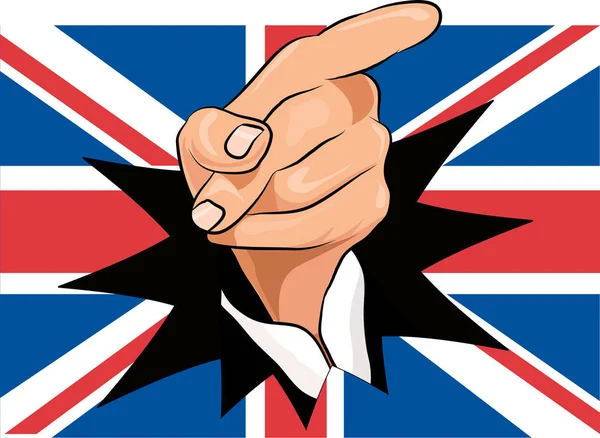 Brexit pointing finger union jack — Stock Photo, Image