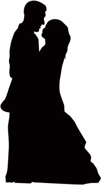 Düğün çift siluet çizimi