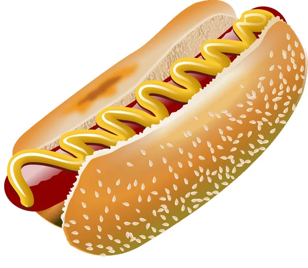 Hot Dog Illustration auf Weiß — Stockfoto