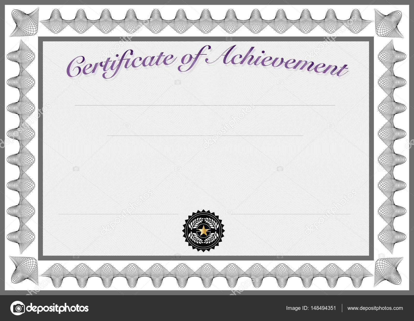 Certificate of achievement blank template Stock Photo by Within Blank Certificate Of Achievement Template