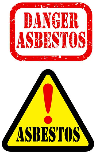 Peringatan Asbestos tanda merah dan kuning — Stok Foto