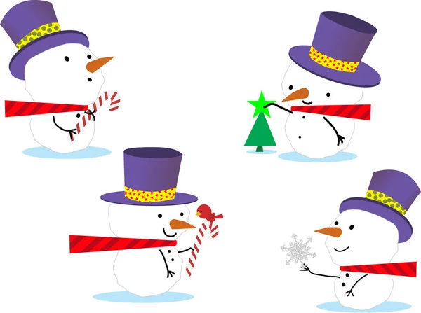 Snowmen on white background — Stock Photo, Image