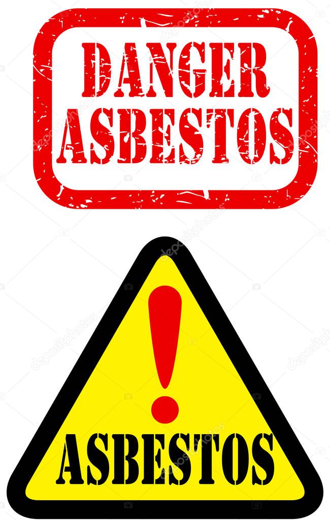 Warning Asbestos red and yellow sign