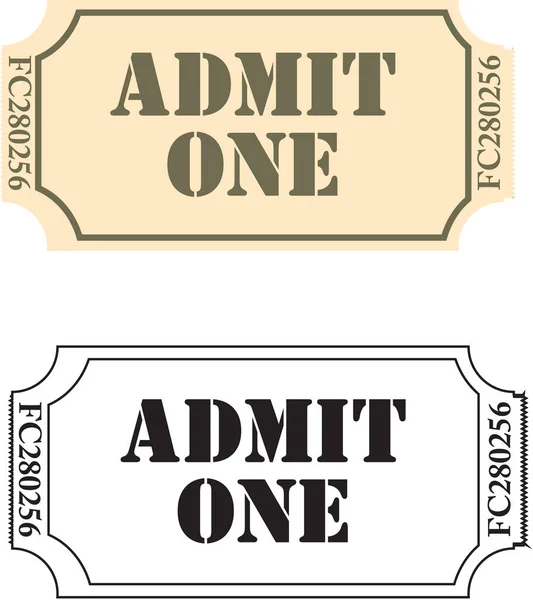 Admit one ticket on white