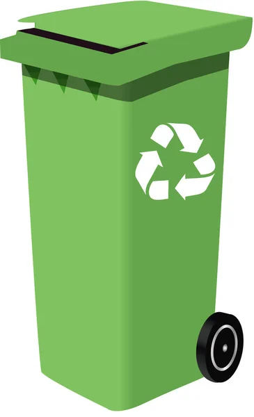 Groen recycle bin op wit — Stockfoto