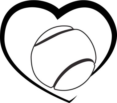 Tenis topu logosu illüstrasyon ve kalp