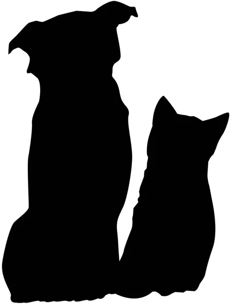 Силуэт кошки и собаки — стоковое фото