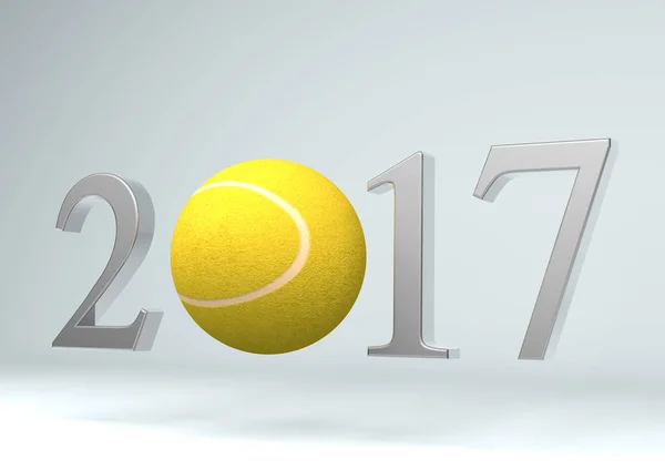 Tennisball-Illustration mit 3D-Schriftzug — Stockfoto