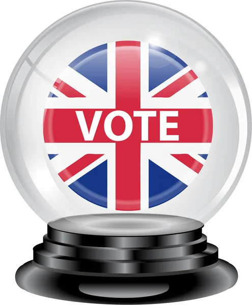 Crystal ball and voting badge uk — Stock Photo, Image