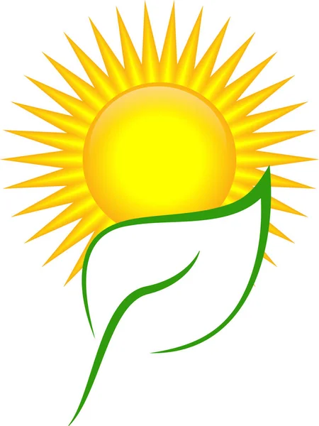 太陽と葉のロゴ — ストック写真
