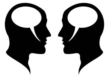 Konuşma baloncuklu kafa silueti