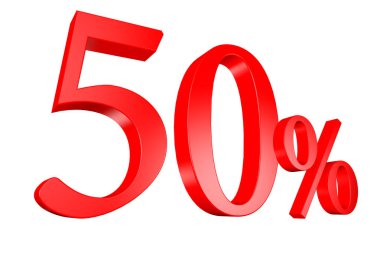 50 persent büyük 3D harf grafiği