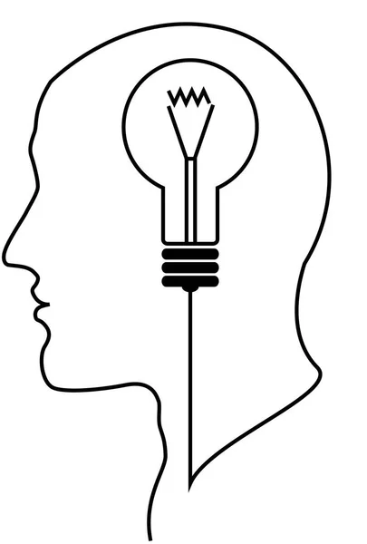 Light bulb head illustration — Stock Photo, Image
