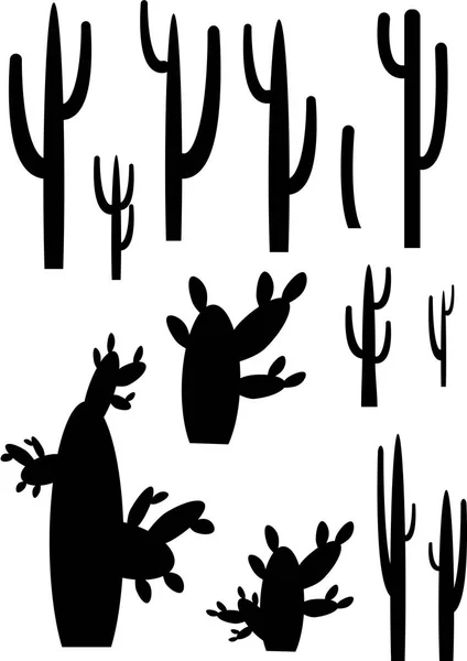 Cactus silhouettes on white background — Stock Photo, Image