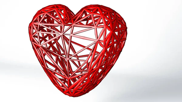 CUORE ROSSO 3D SU BIANCO — Foto Stock