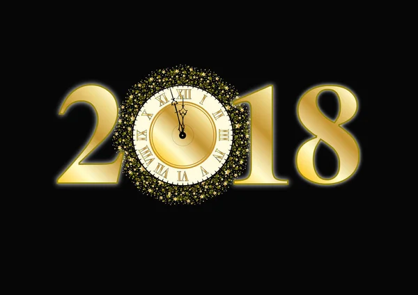 2018 con esfera de reloj y estrellas — Foto de Stock