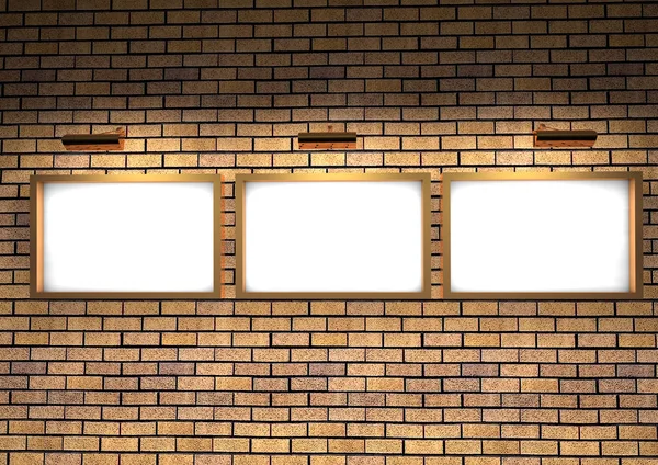 Blank pictures on wall 3D render