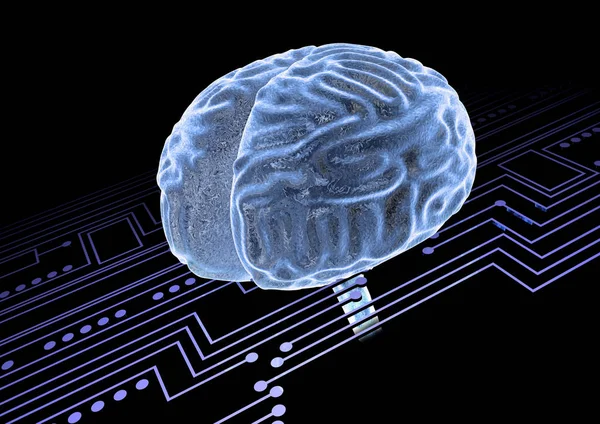 Мозг Компьютерном Чипе — стоковое фото